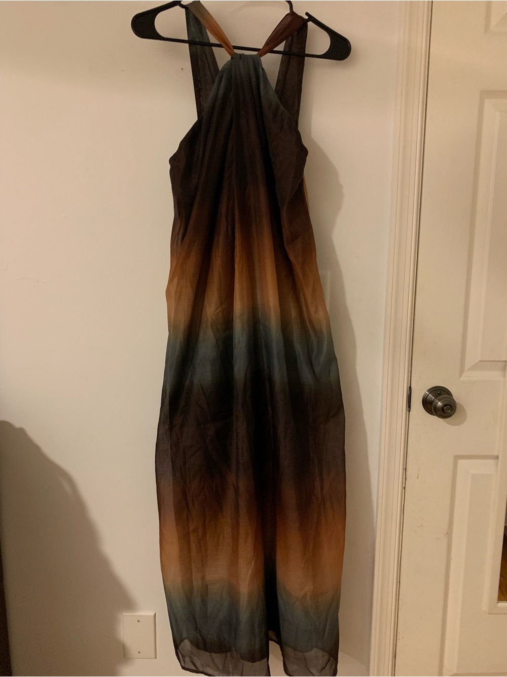 Banana Republic Sleeveless Ombre Maxi Dress in Brown, Black & Blue-Green